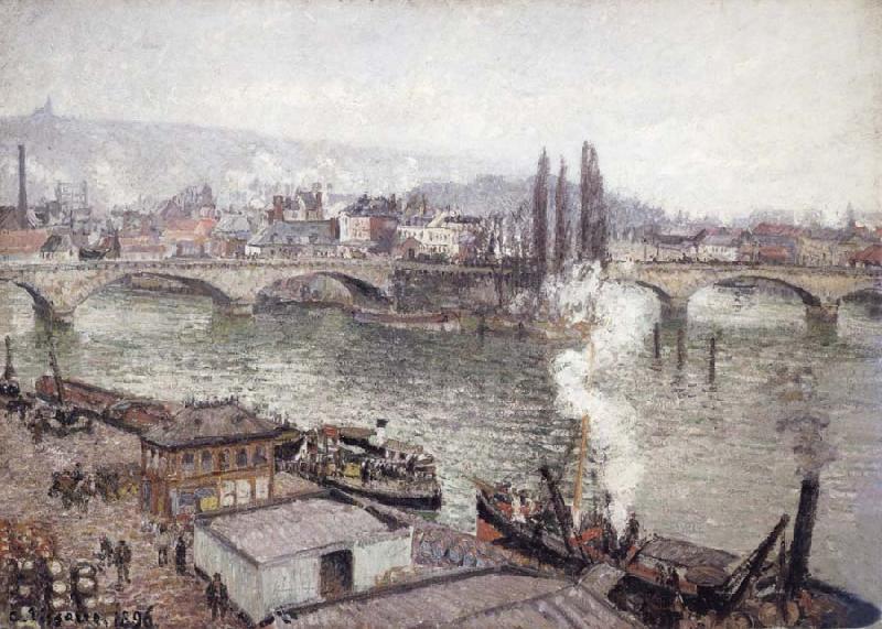 Camille Pissarro The Stone Bridge in Rouen,dull weather oil painting image